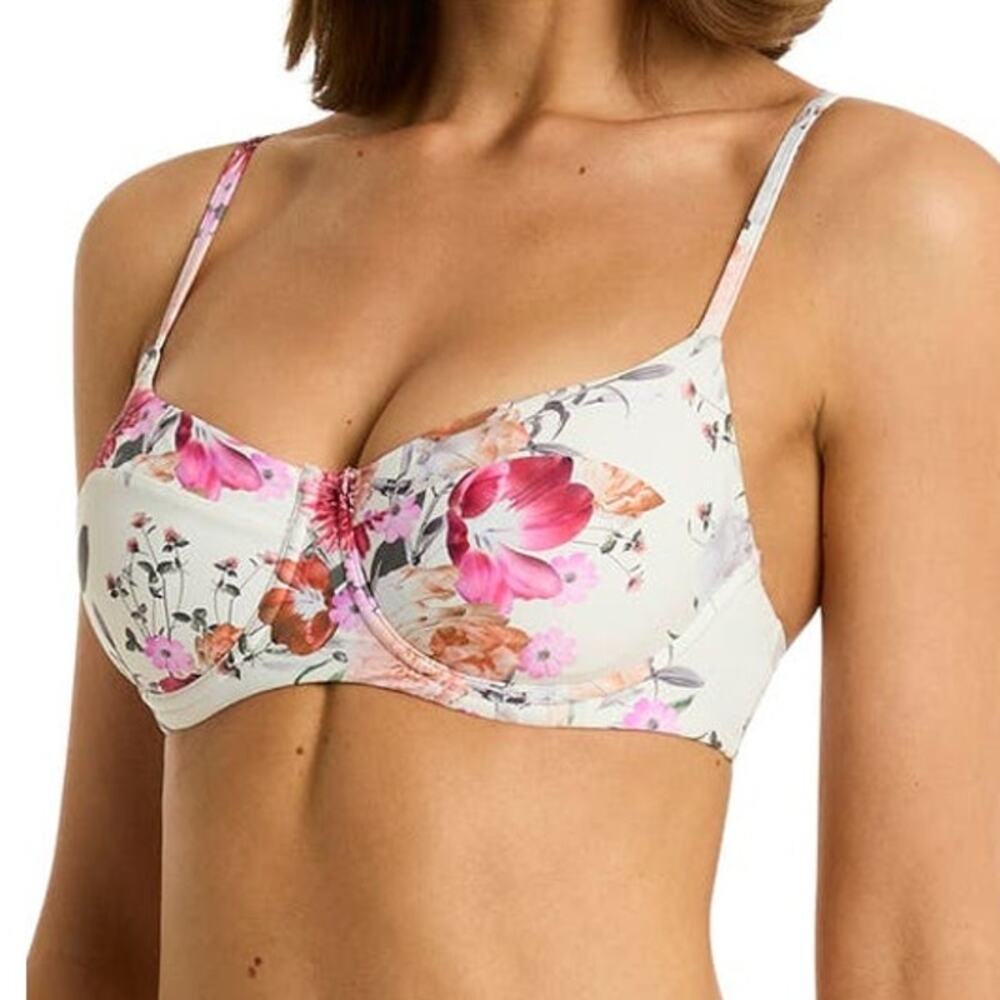 NWOT Sea Level Ivory Floral Print Belle Balconette Convertible Bikini Top Size 4